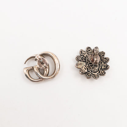 Double G Flower Stud Earrings 925 Silver