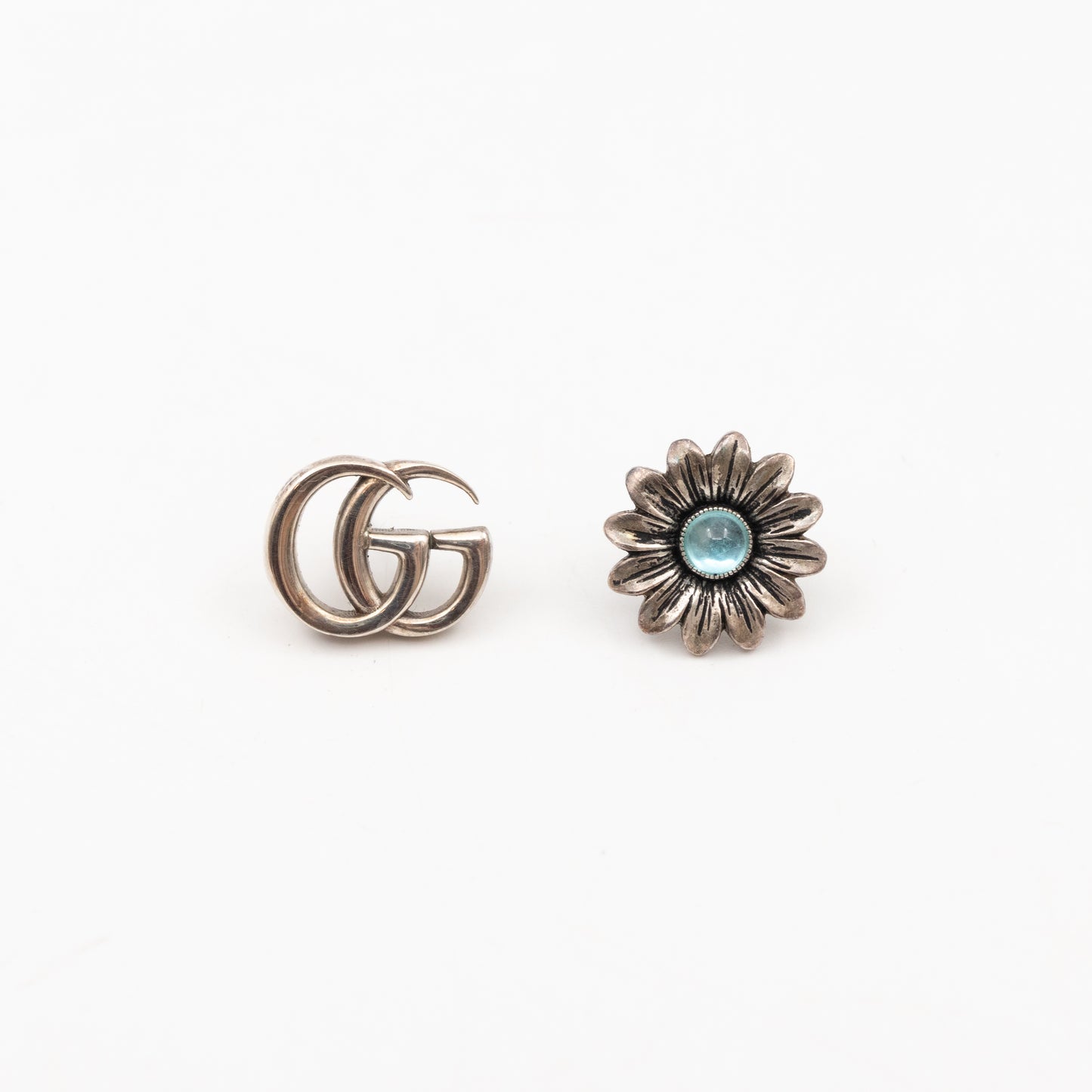 Double G Flower Stud Earrings 925 Silver