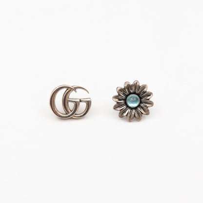 Double G Flower Stud Earrings 925 Silver