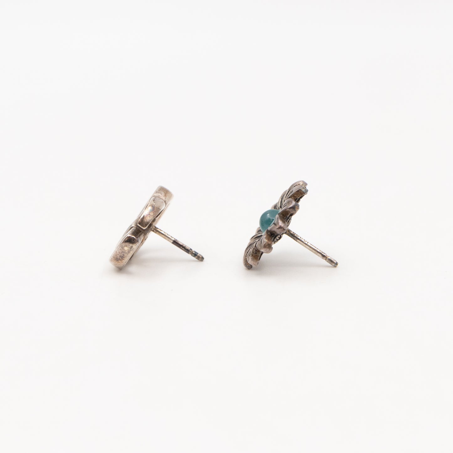 Double G Flower Stud Earrings 925 Silver