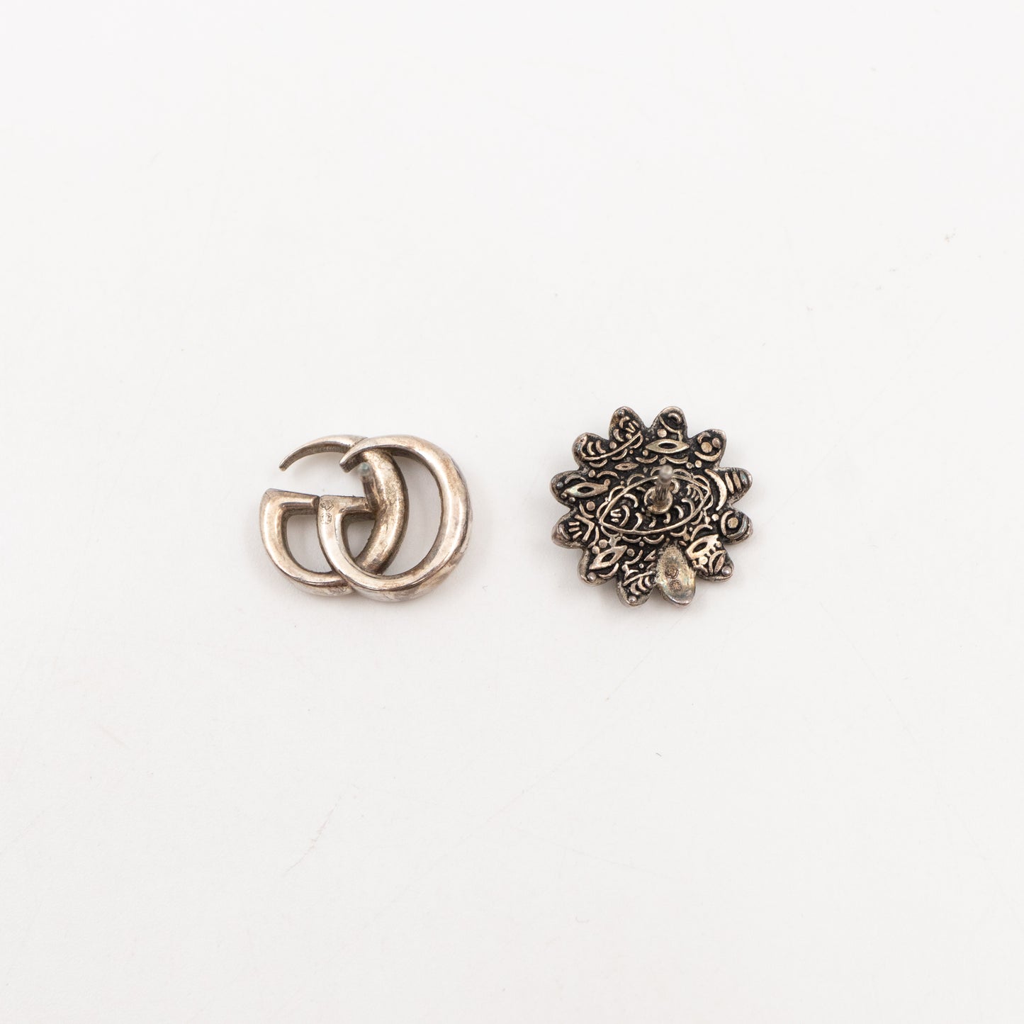 Double G Flower Stud Earrings 925 Silver