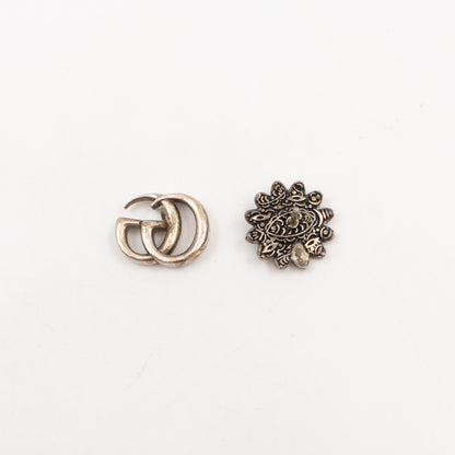 Double G Flower Stud Earrings 925 Silver