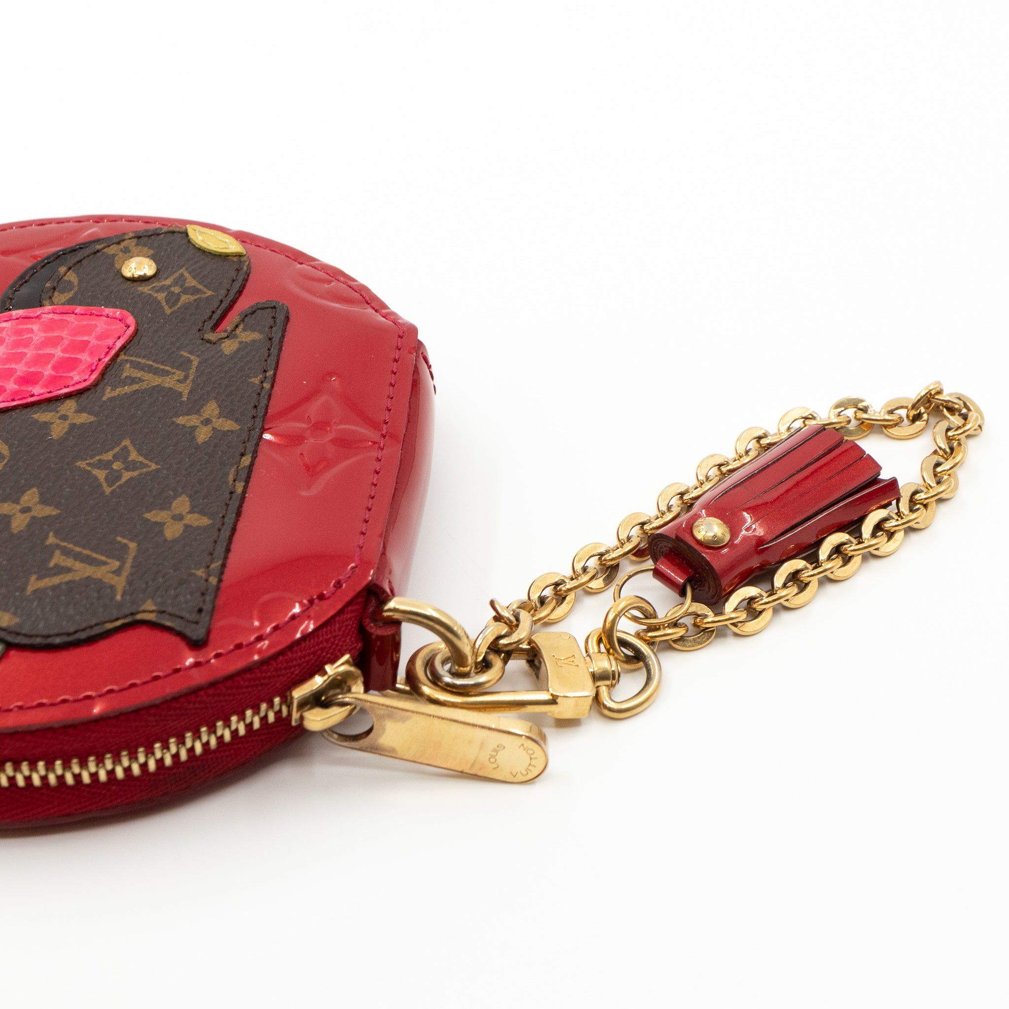 Louis vuitton red heart coin purse sale