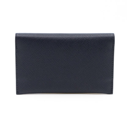 Card Case Wallet Greche Blue Saffiano