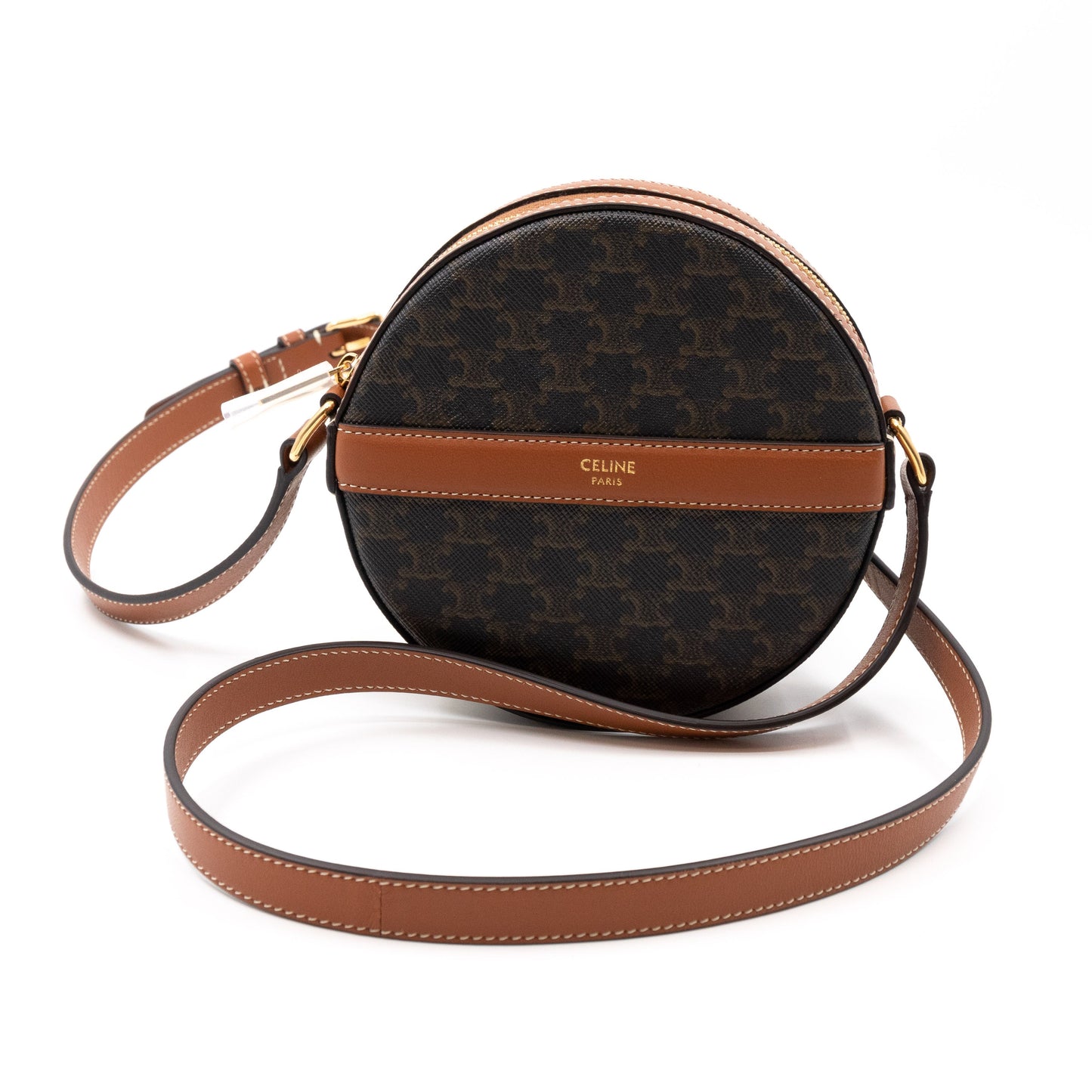 Celine Round Purse on Strap Triomphe Coated Canvas at 1stDibs  celine round  bag, celine triomphe round bag, celine circle bag