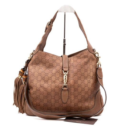 New Jackie Hobo Bag Brown Guccissima Leather
