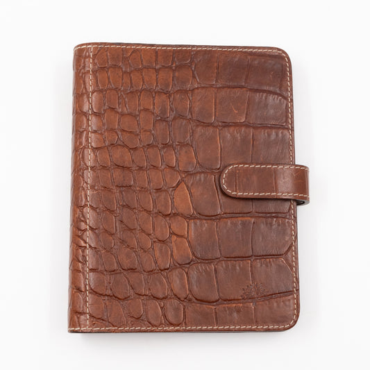 Agenda Croc Embossed Brown Leather