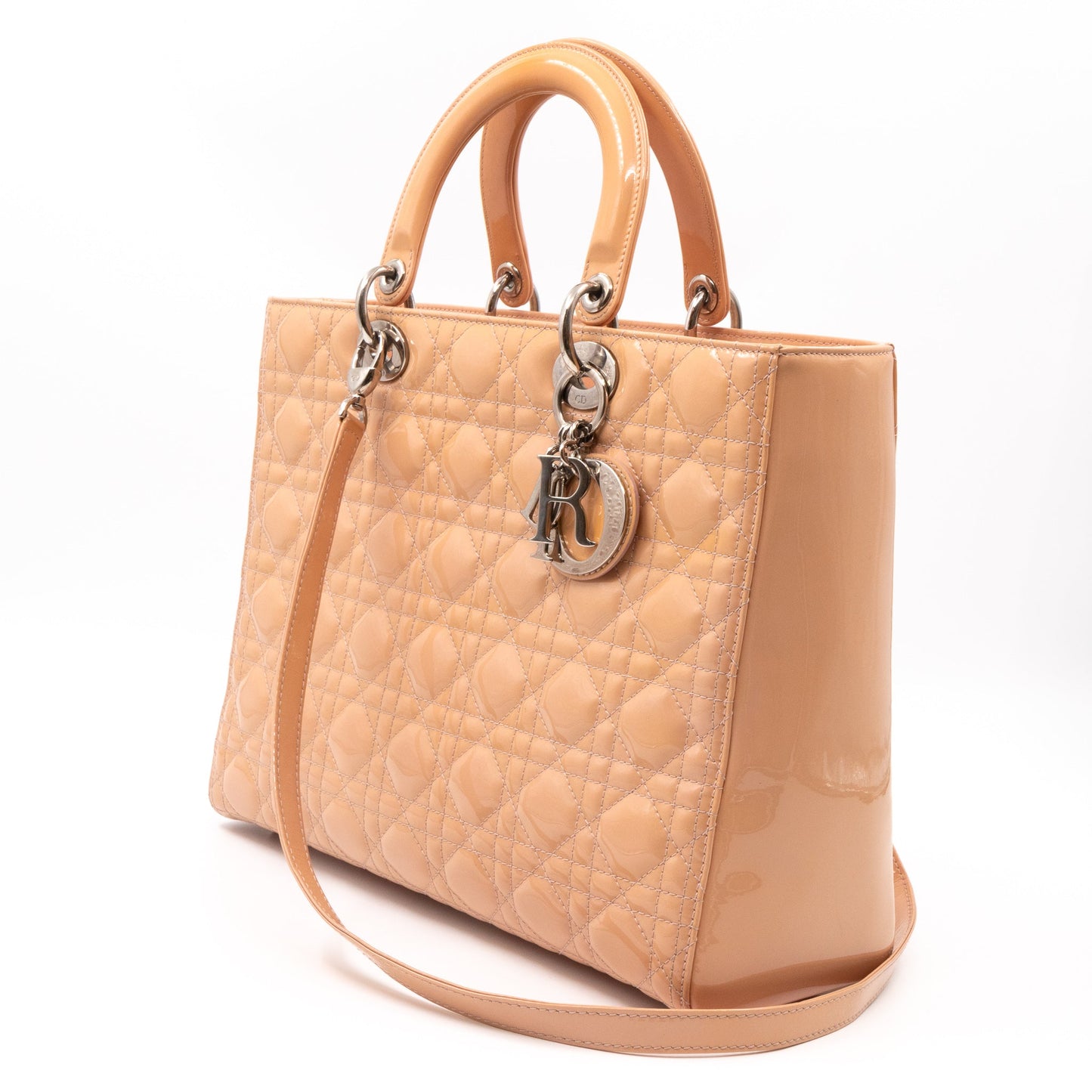 Lady Dior Large Light Beige Patent Leather