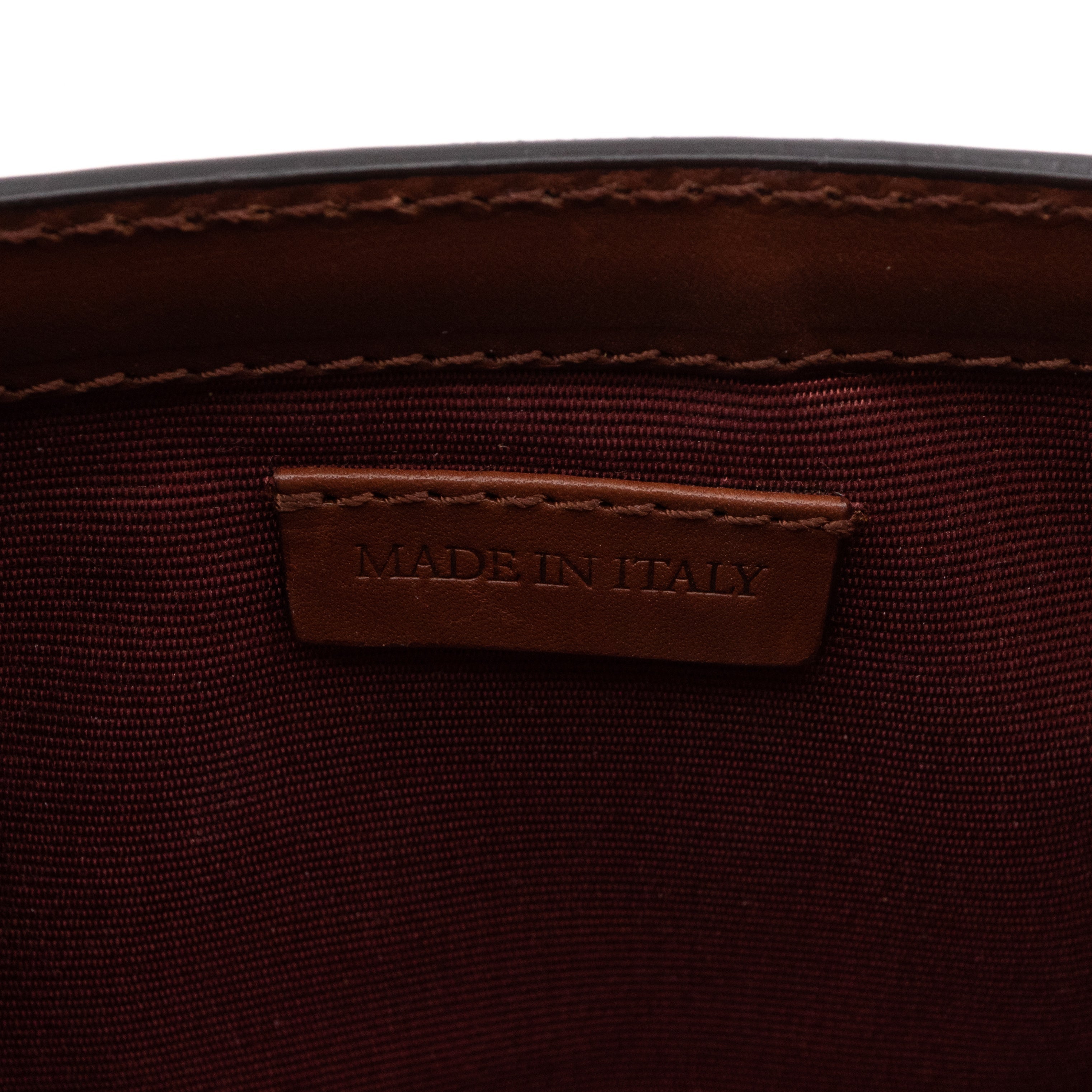 Flat Shoulder Clutch Brown Embossed Leather