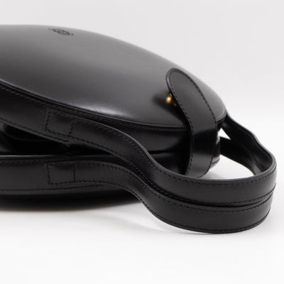Anagram Round Top Handle Bag Black Calfskin