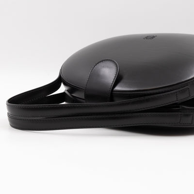 Anagram Round Top Handle Bag Black Calfskin