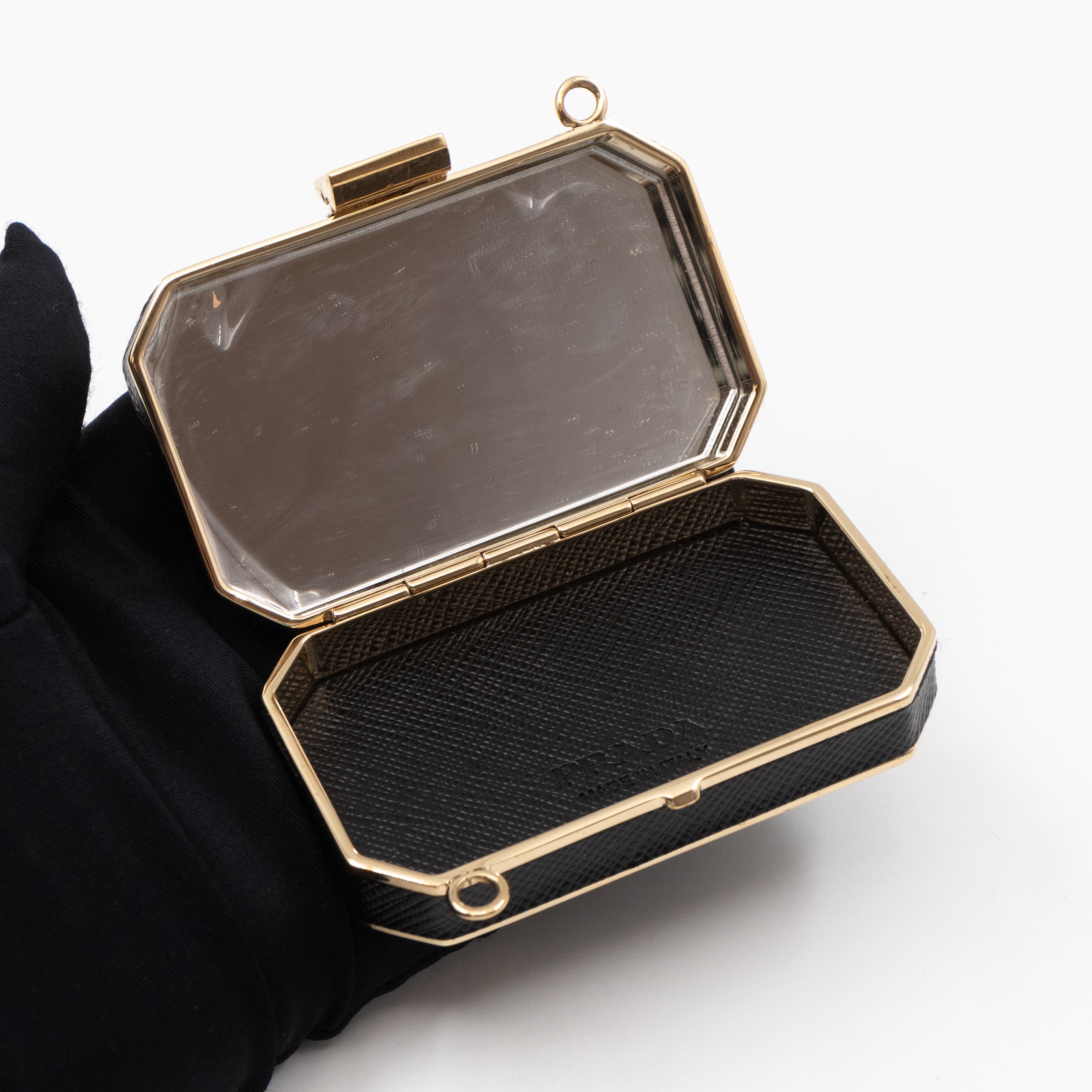 Vanity Case Black Nylon Saffiano Leather
