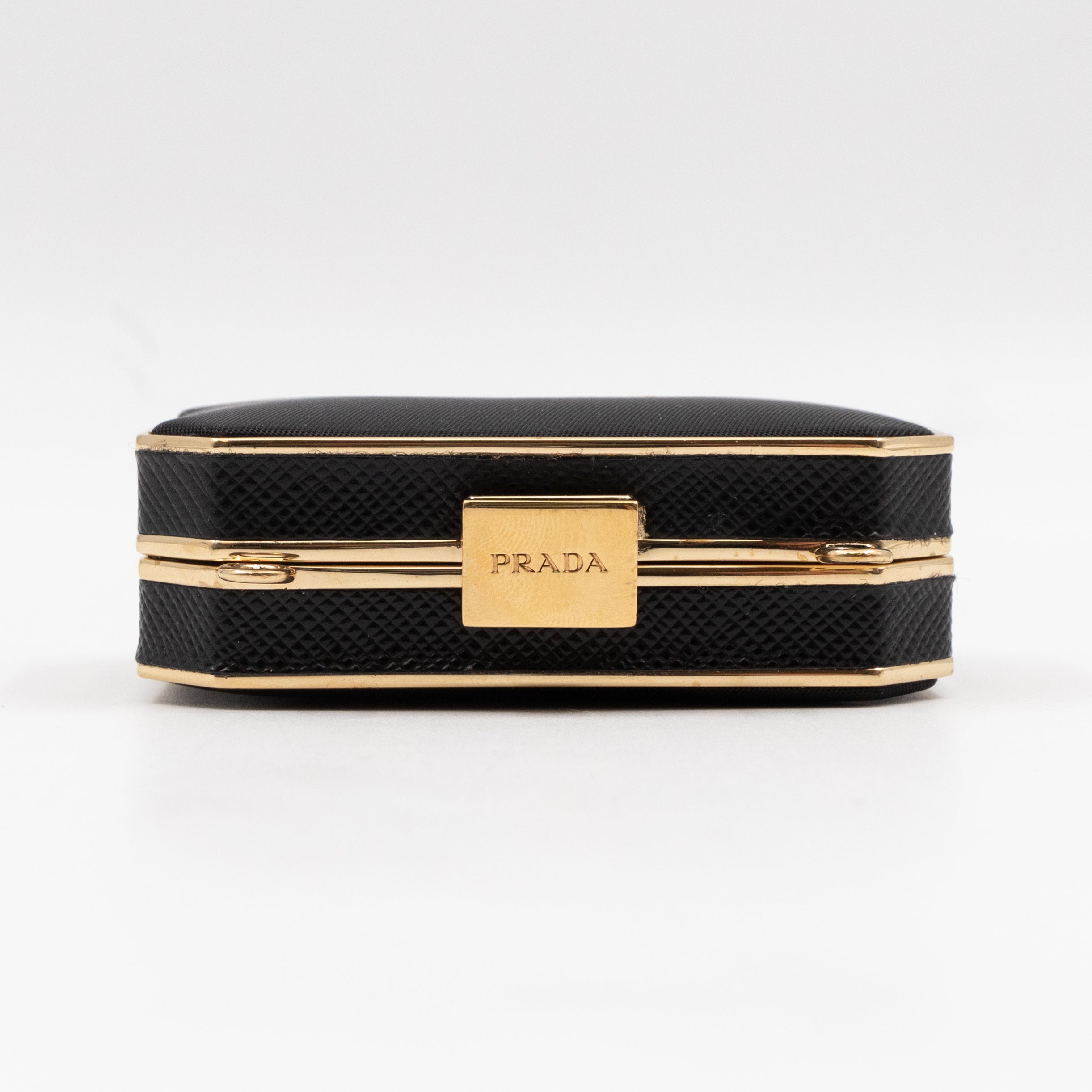 Vanity Case Black Nylon Saffiano Leather
