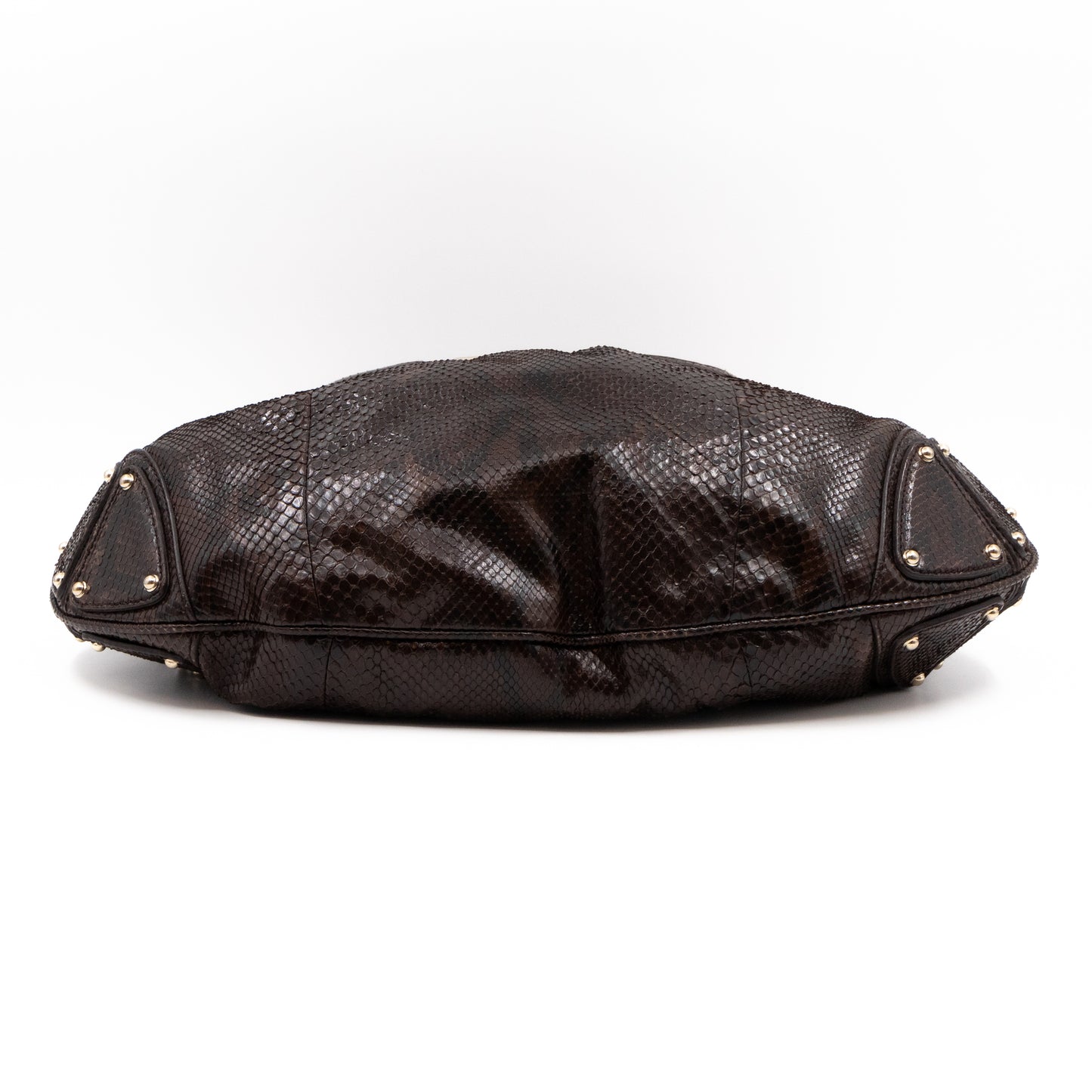 Indy Top Handle Bag Brown Python Leather