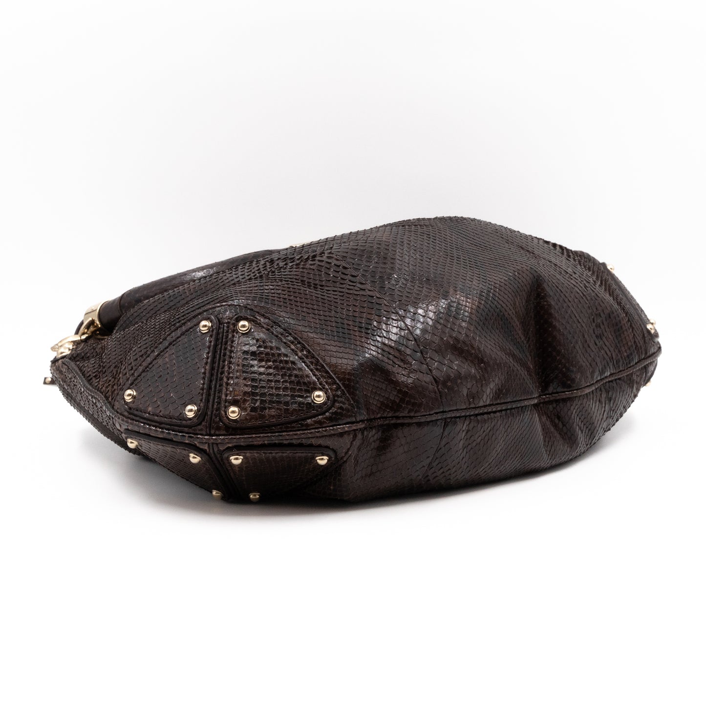 Indy Top Handle Bag Brown Python Leather