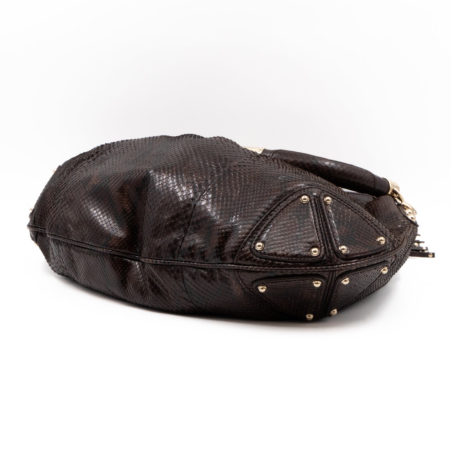 Indy Top Handle Bag Brown Python Leather