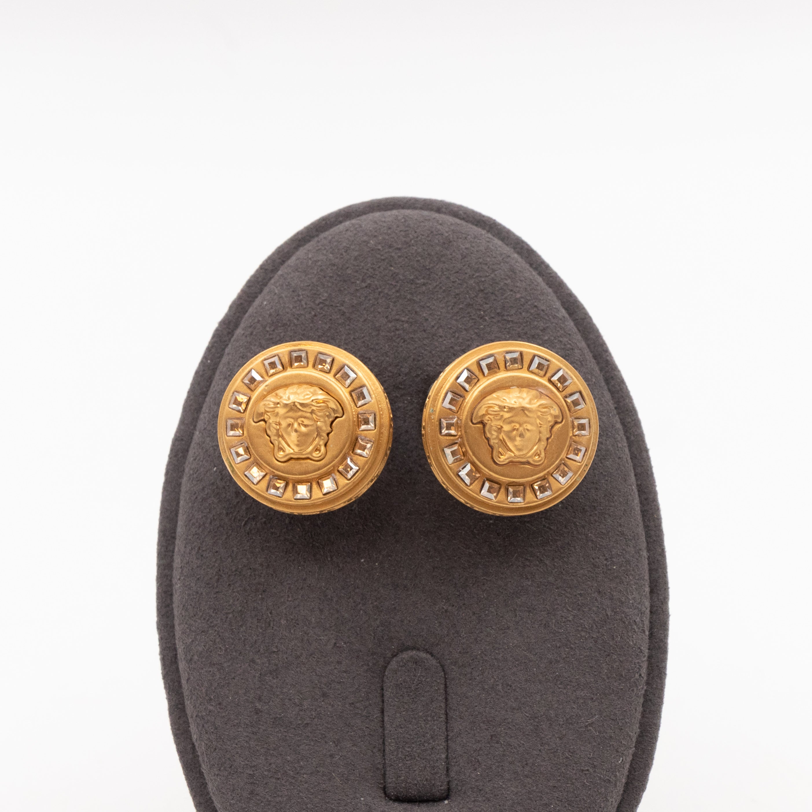 Greca Medusa Earrings Crystal Gold