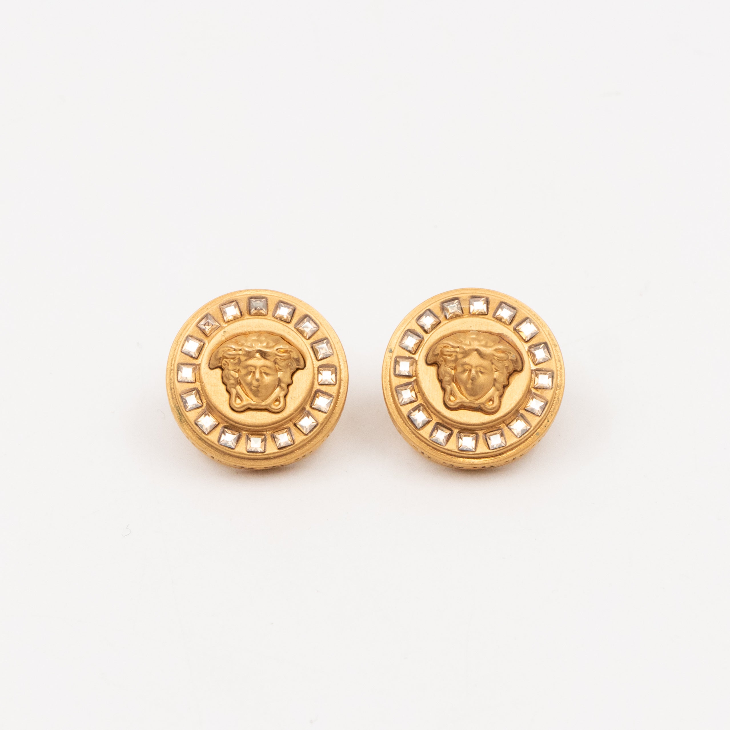 Greca Medusa Earrings Crystal Gold