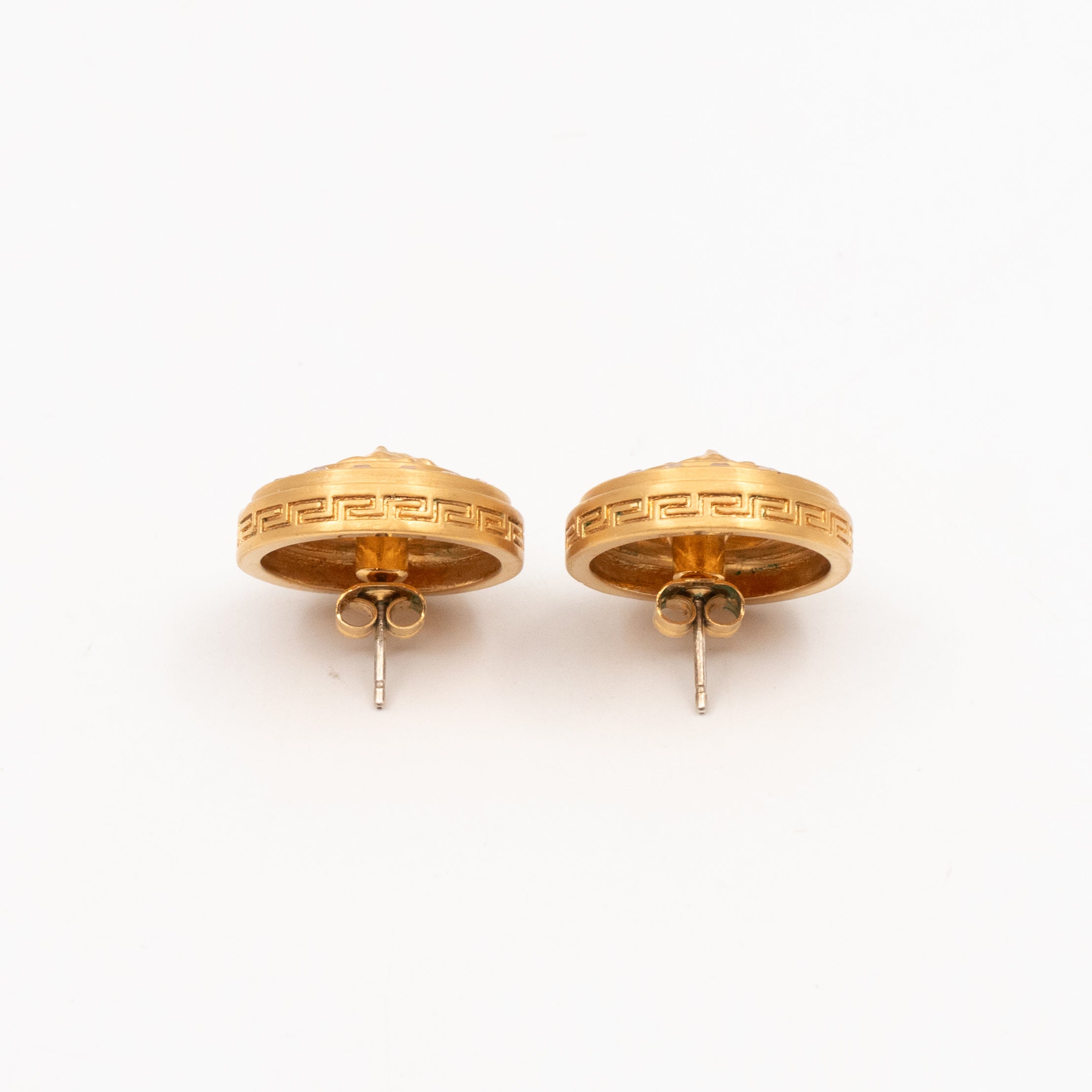 Greca Medusa Earrings Crystal Gold