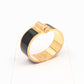Enamel Hinged Bracelet Black Gold