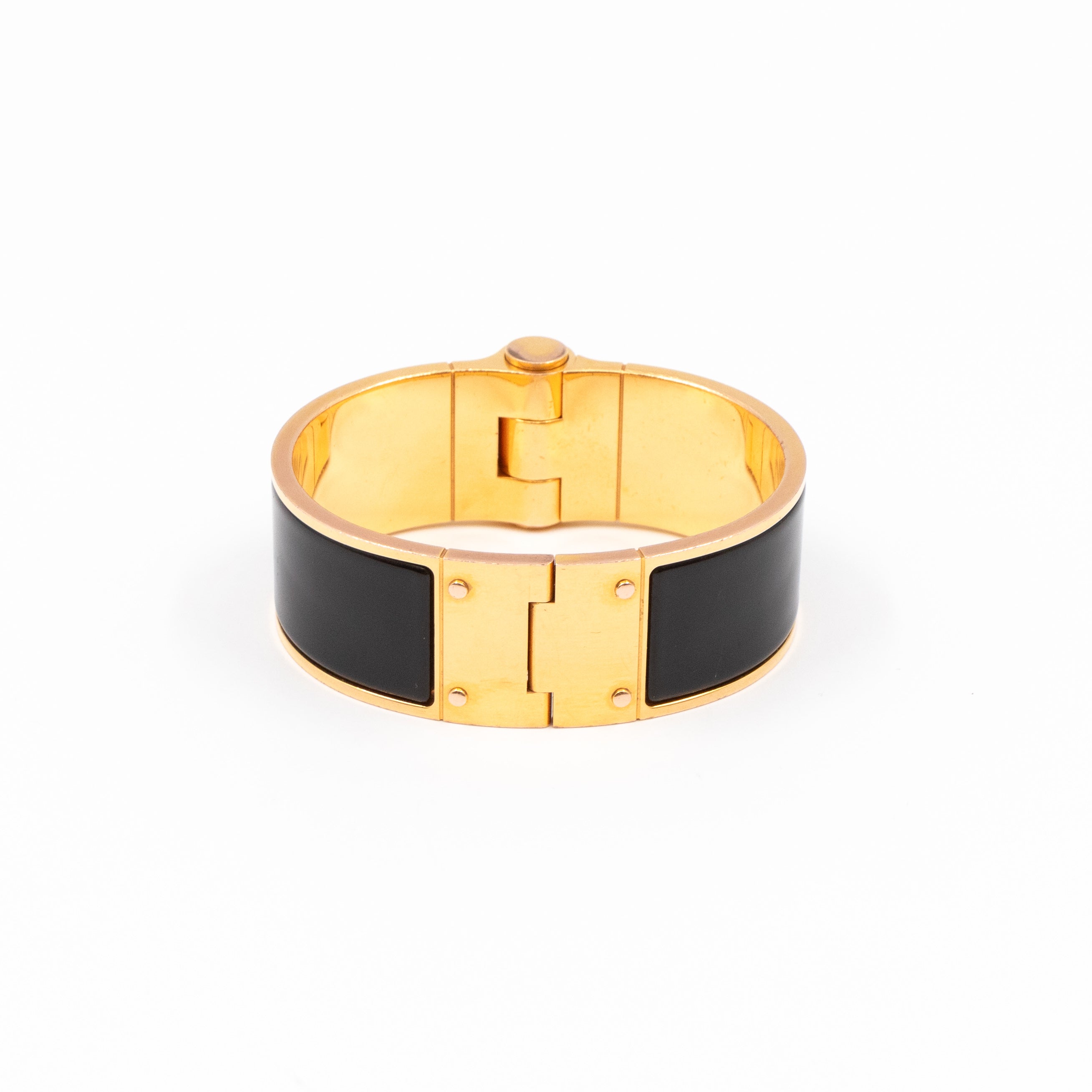 Enamel Hinged Bracelet Black Gold