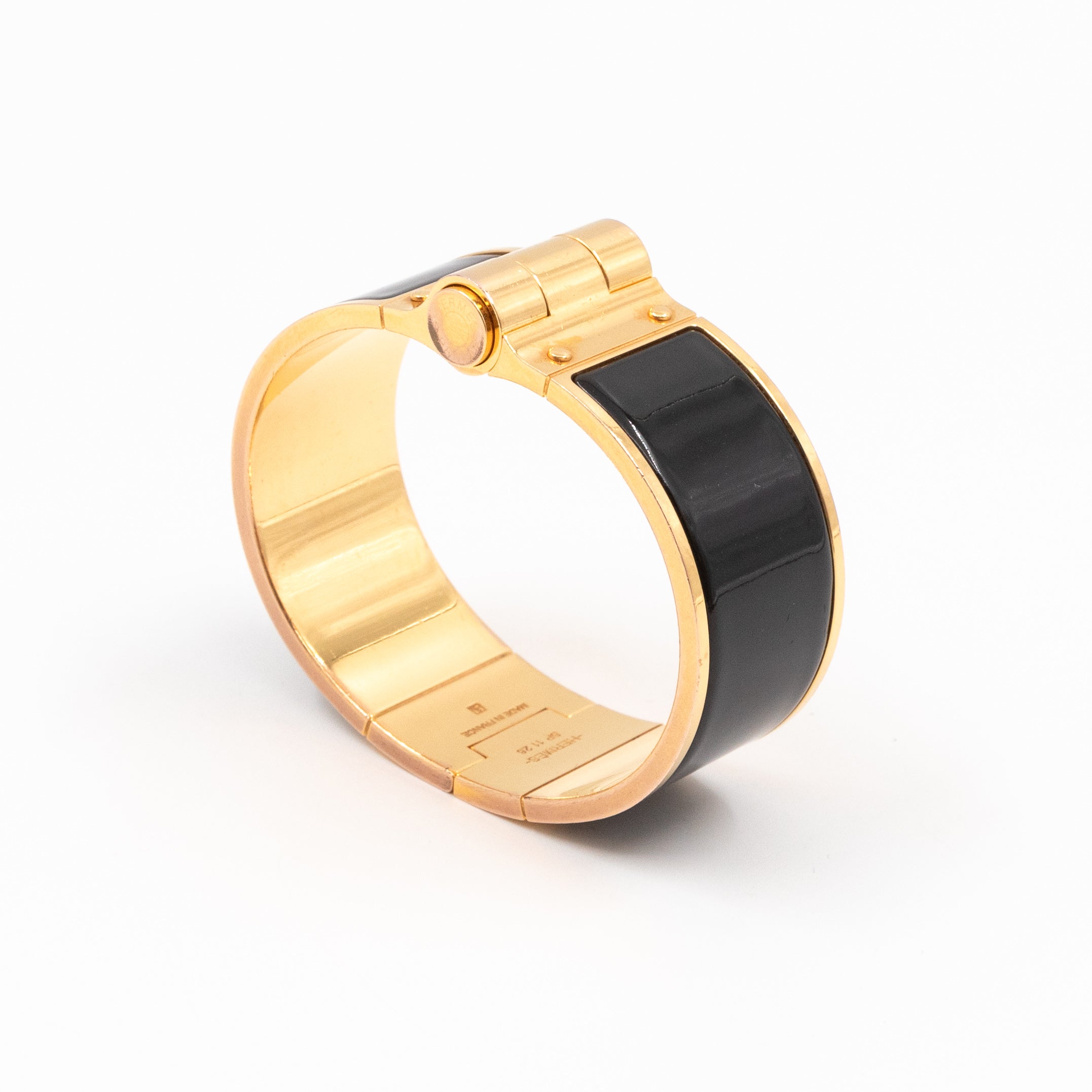 Enamel Hinged Bracelet Black Gold