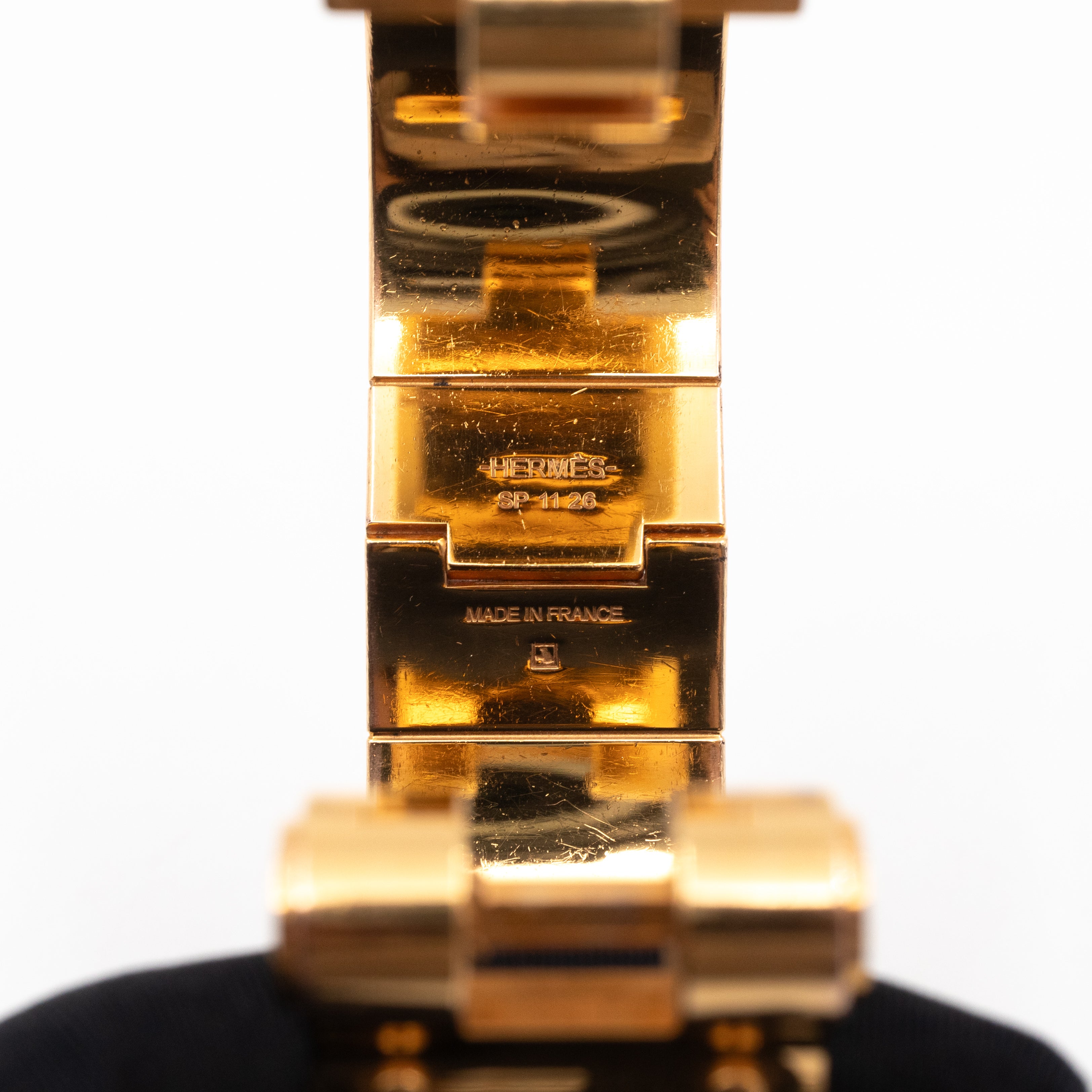 Enamel Hinged Bracelet Black Gold