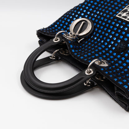 Diorissimo Small Patchwork Metallic Blue Tweed