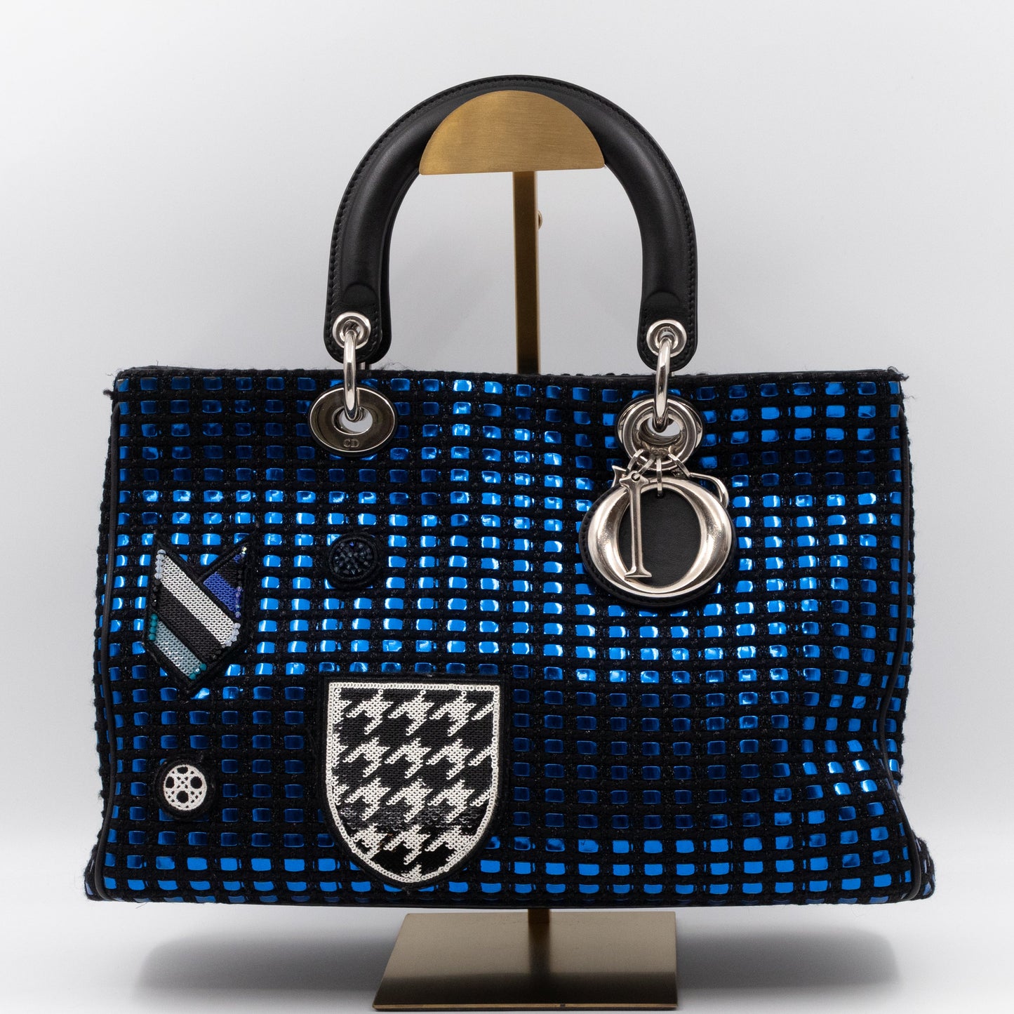 Diorissimo Small Patchwork Metallic Blue Tweed