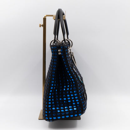 Diorissimo Small Patchwork Metallic Blue Tweed