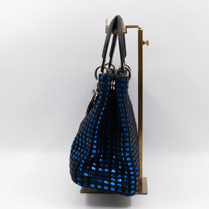 Diorissimo Small Patchwork Metallic Blue Tweed