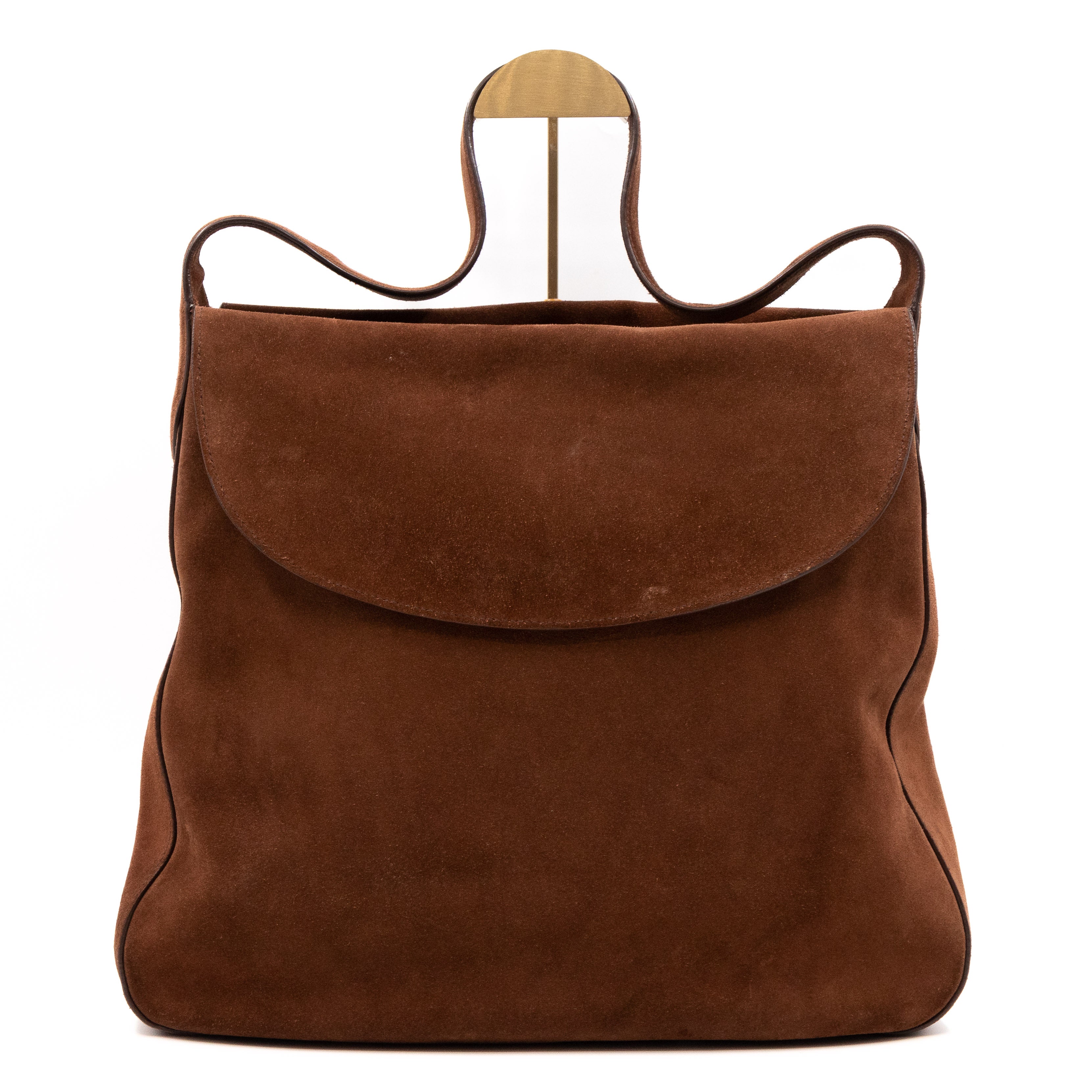Double Flap Hobo Bag Brown Scamosciato Suede