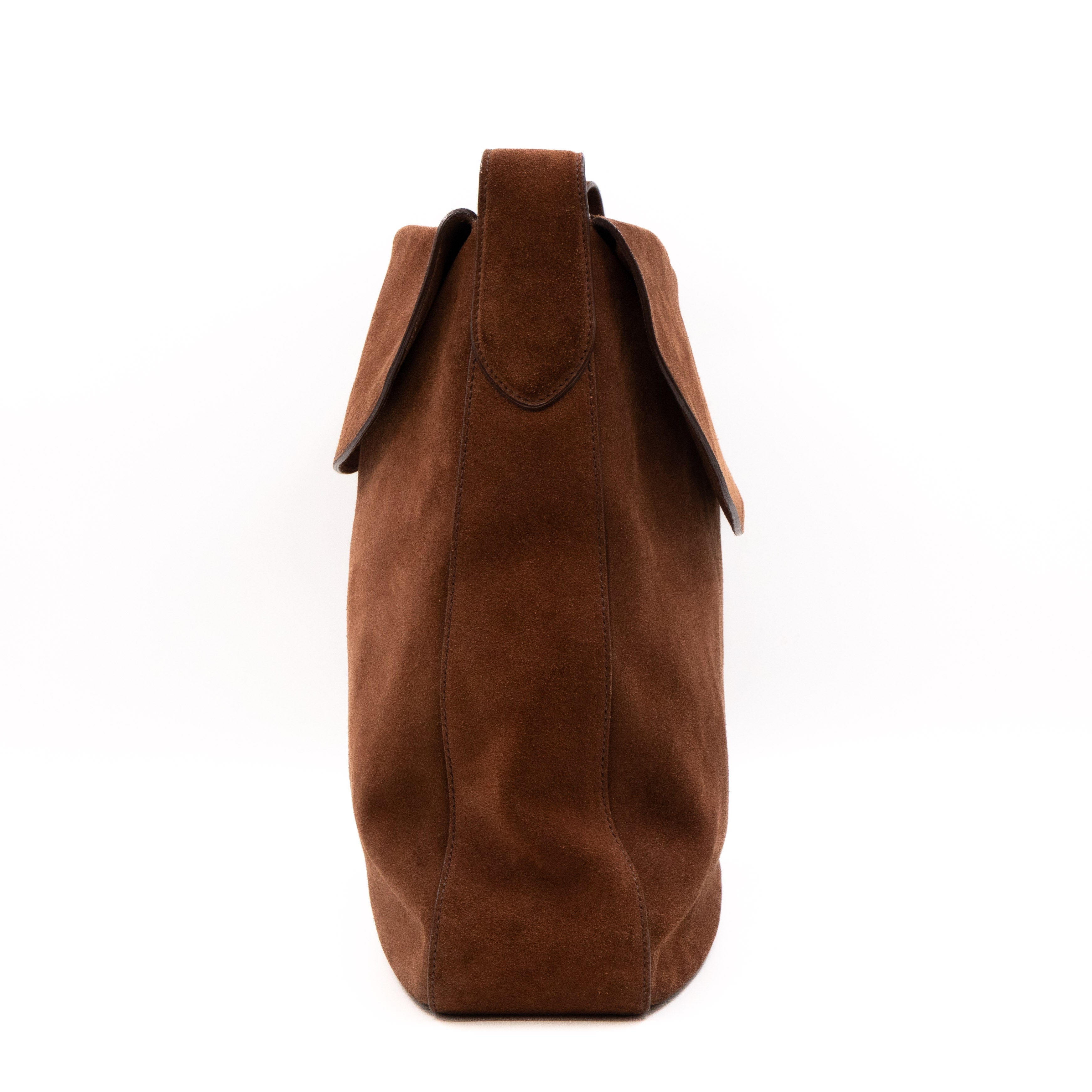 Double Flap Hobo Bag Brown Scamosciato Suede