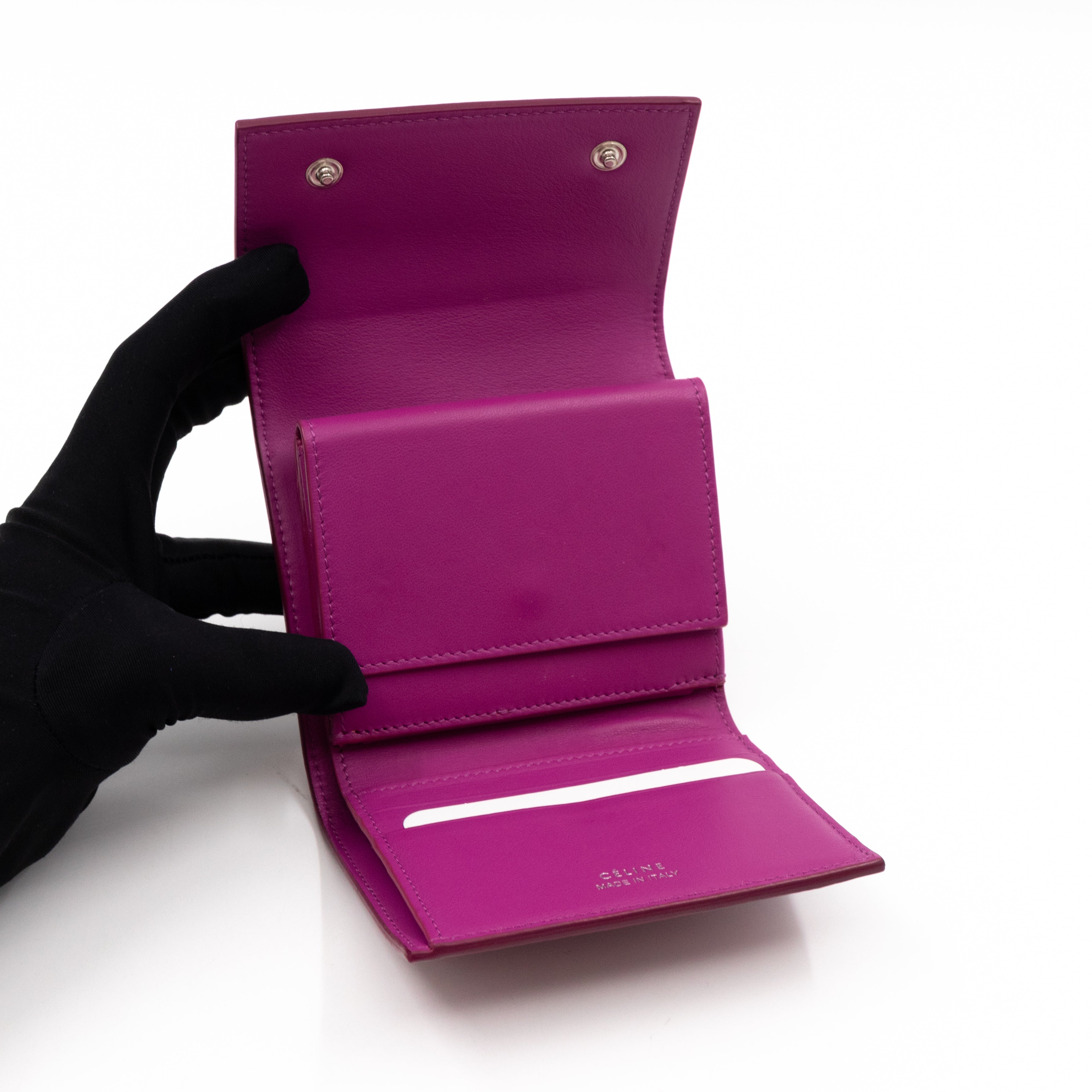 Small Trifold Wallet Purple Leather