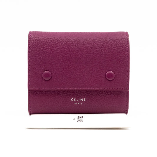Small Trifold Wallet Purple Leather