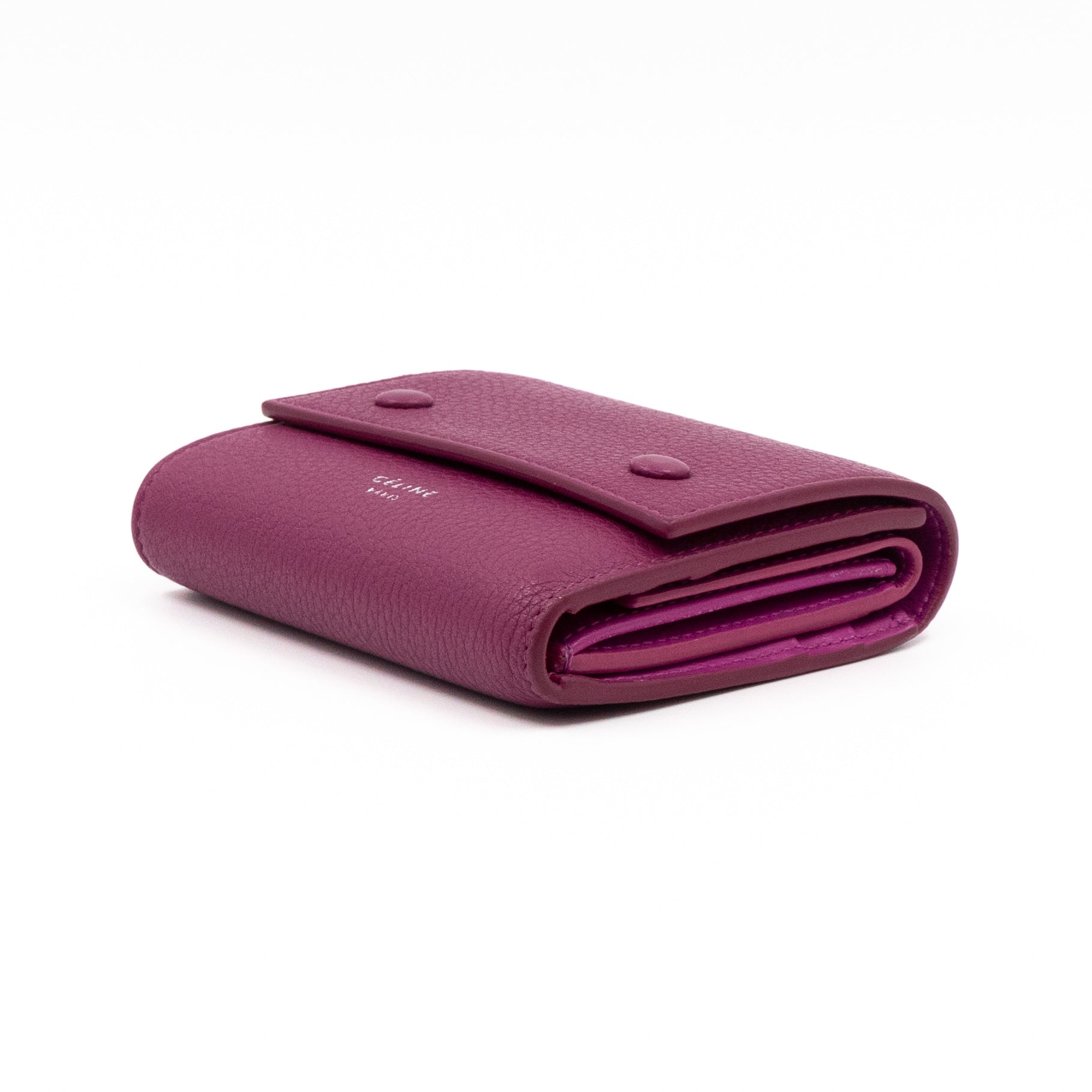 Small Trifold Wallet Purple Leather