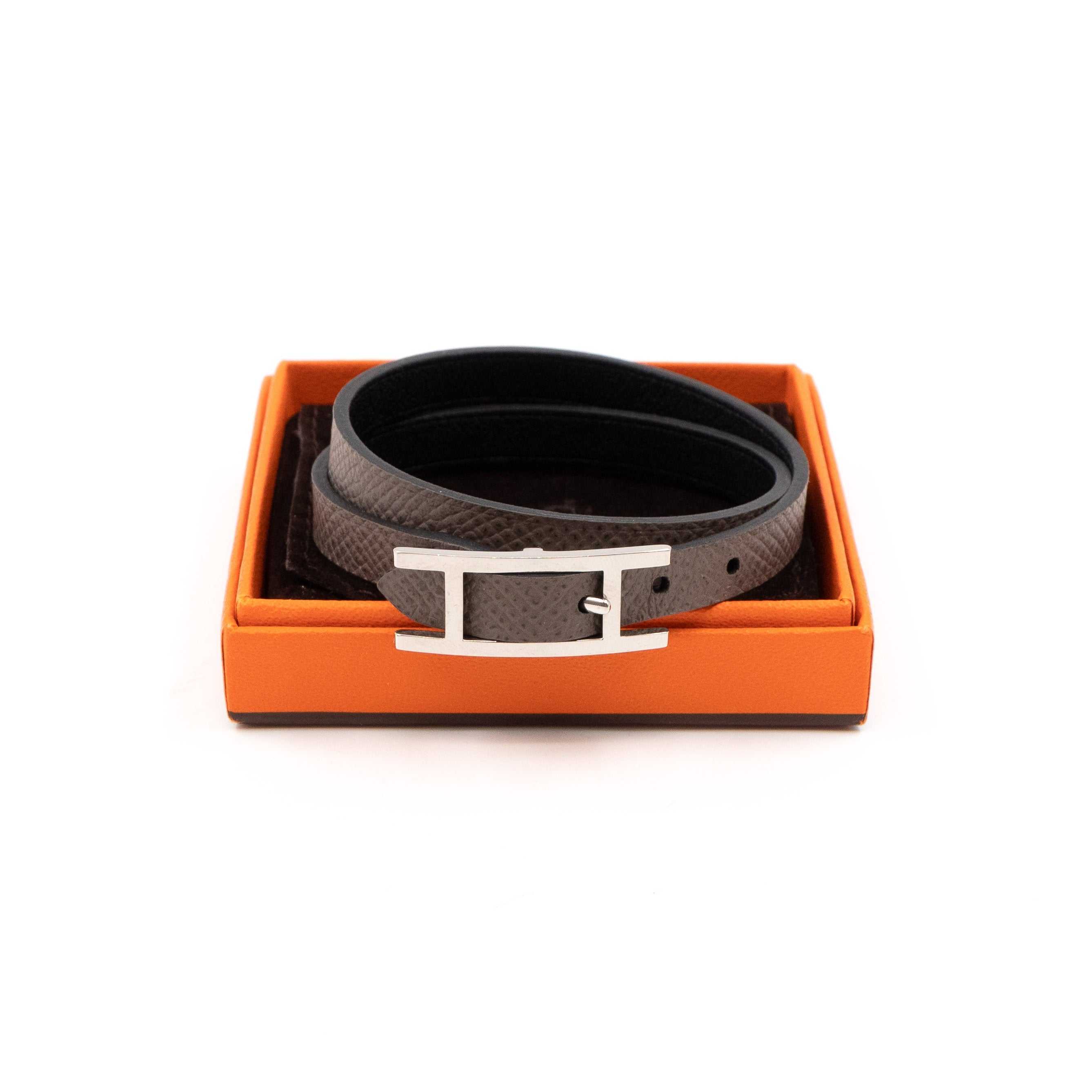 Behapi Double Tour Bracelet Black Grey Leather