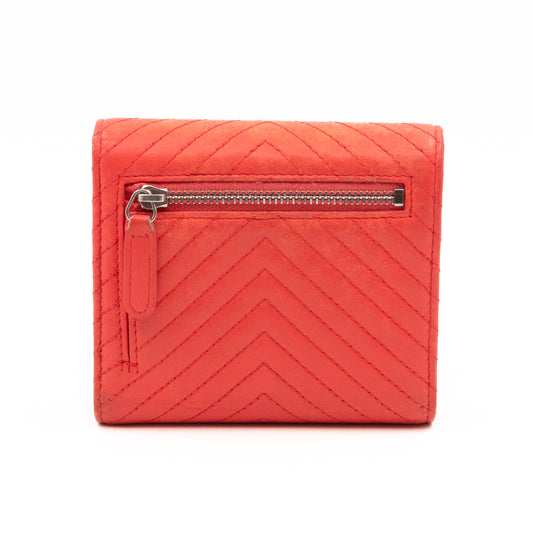Small Classic Flap Wallet Coral Pink Leather