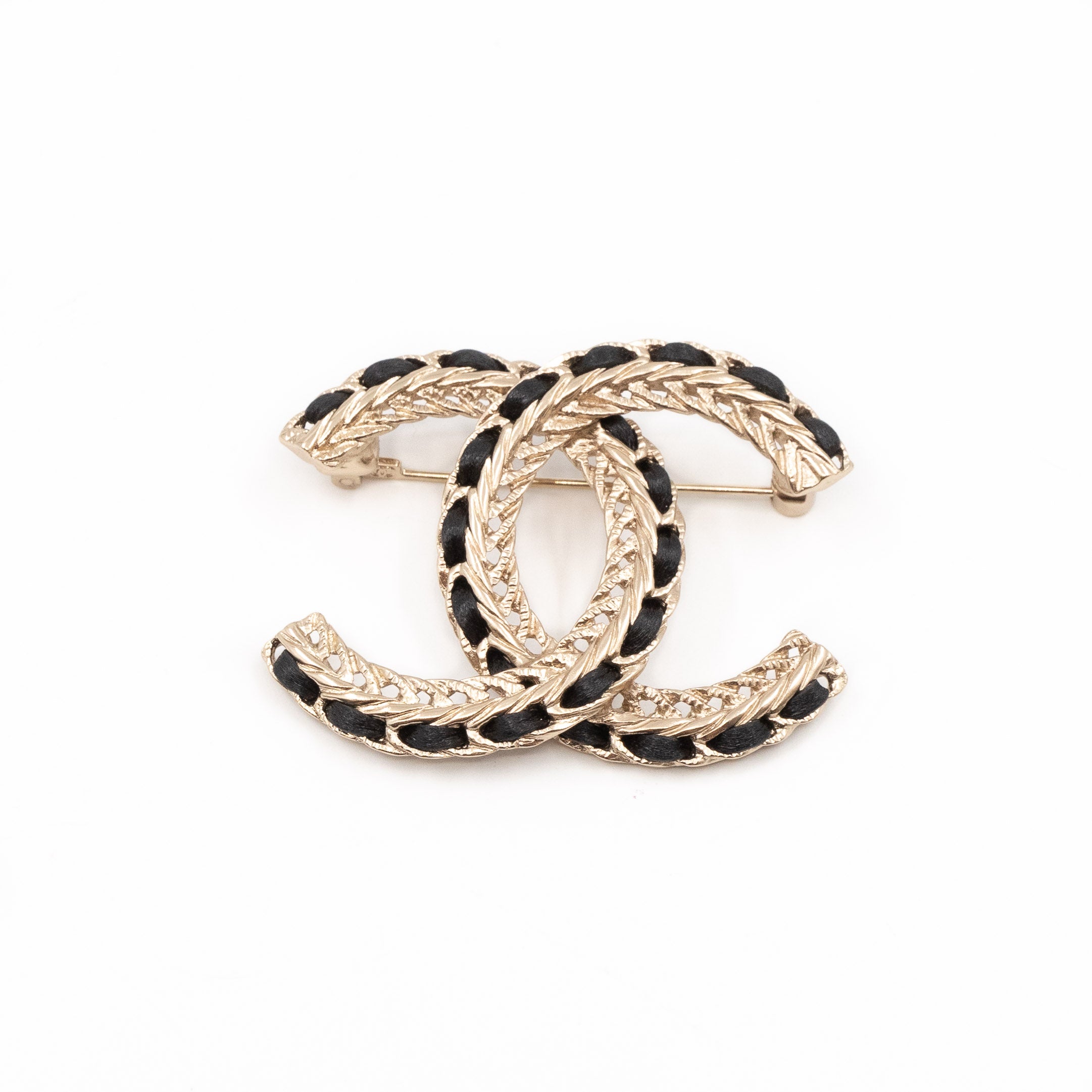 CC Leather & Chain Brooch