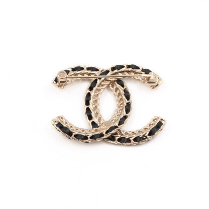 CC Leather & Chain Brooch