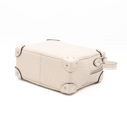 GG Embossed Trunk Bag White Leather