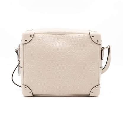 GG Embossed Trunk Bag White Leather