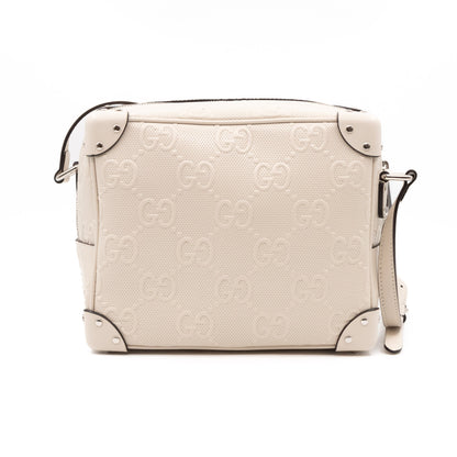 GG Embossed Trunk Bag White Leather