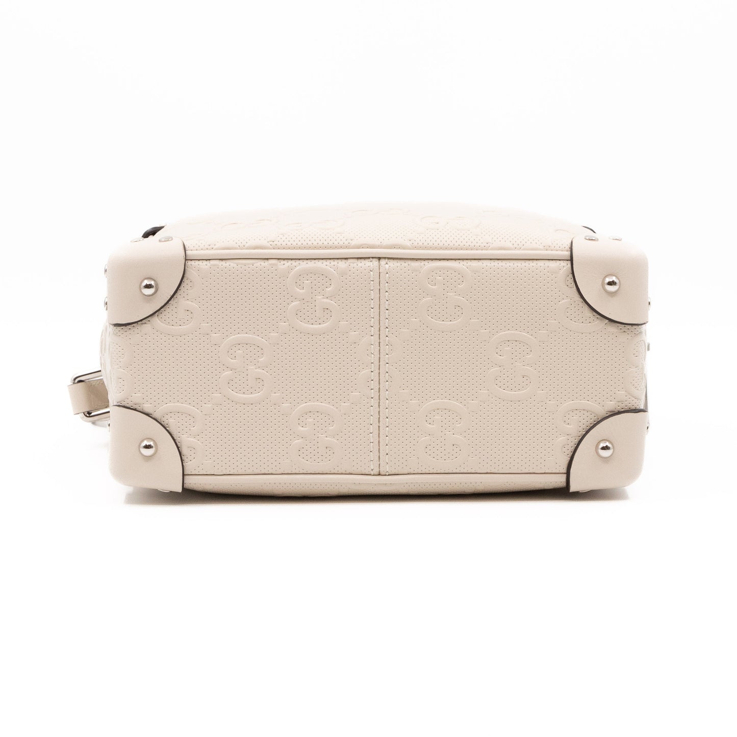 GG Embossed Trunk Bag White Leather