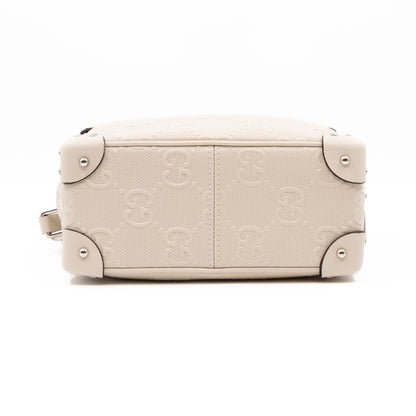 GG Embossed Trunk Bag White Leather