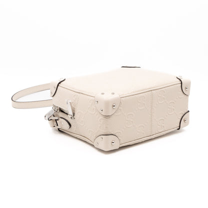 GG Embossed Trunk Bag White Leather