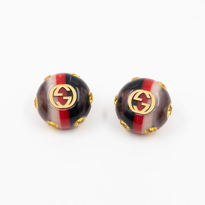 Sylvie Dome Vintage Web Resin Earrings