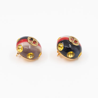 Sylvie Dome Vintage Web Resin Earrings