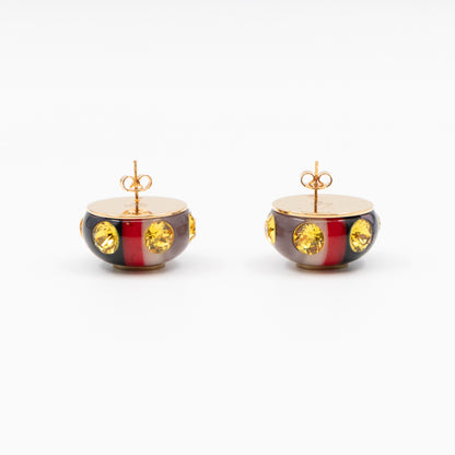 Sylvie Dome Vintage Web Resin Earrings