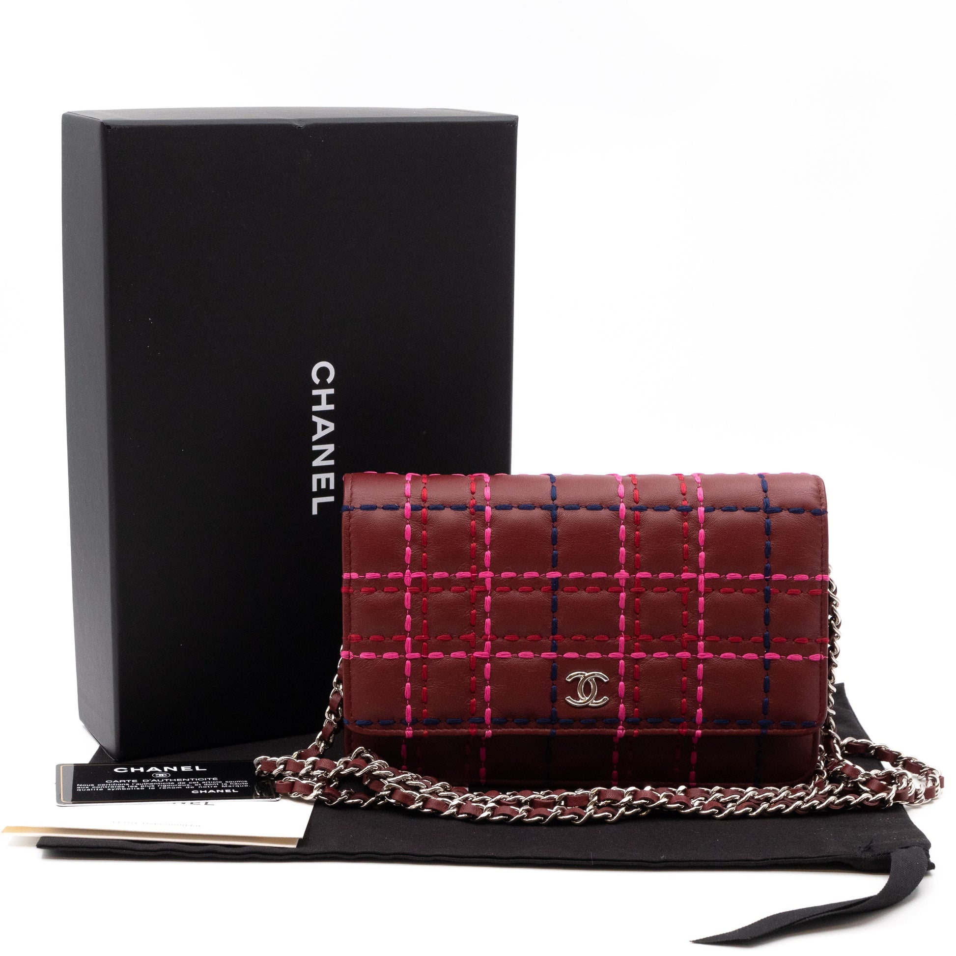 Chanel – Chanel Classic Wallet On Chain Burgundy Leather Square